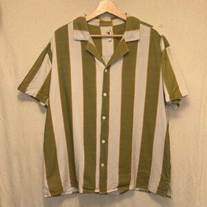 Dandy Del Mar Cotton Linen Striped Short Sleeve Shirt size LARGE